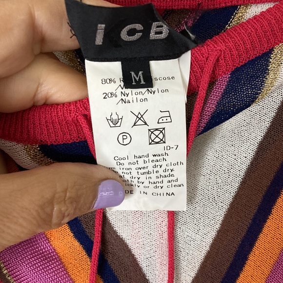 ICB metallic stripe vintage knit skirt M - Picture 4 of 6